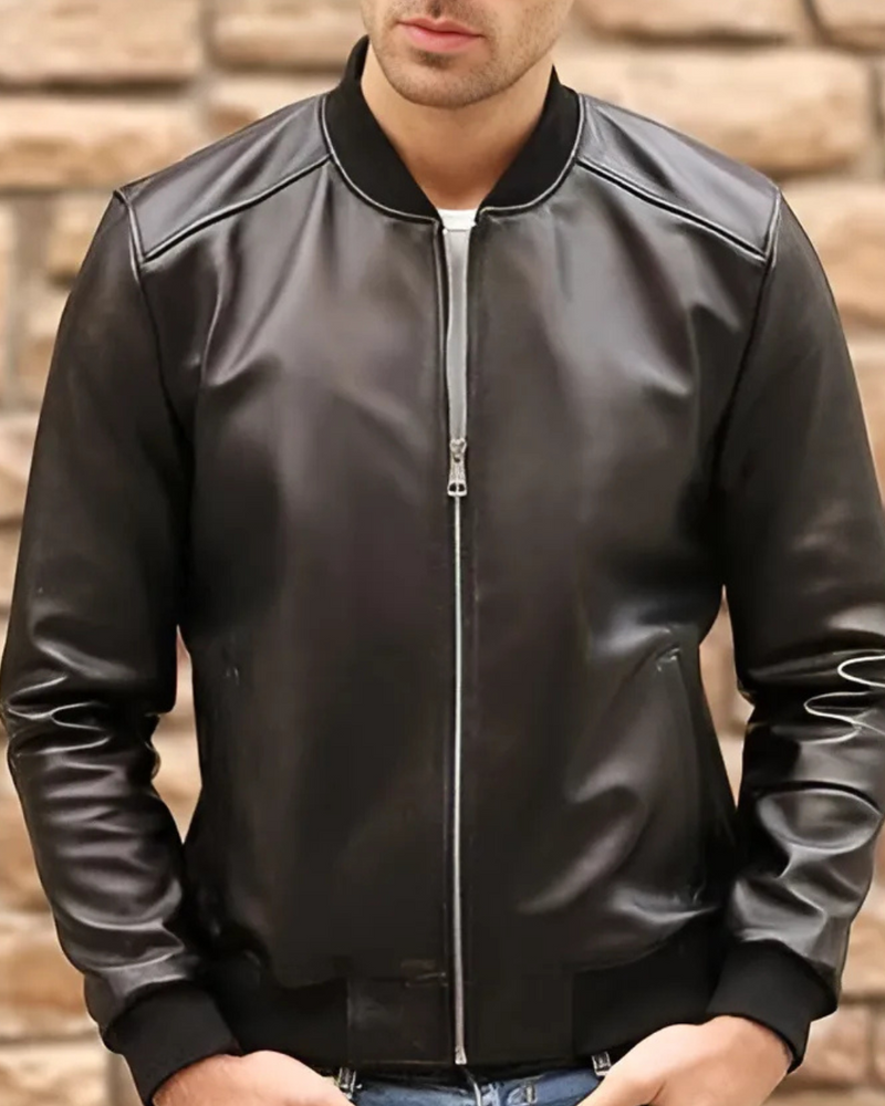 Chaqueta Bomber de Cuero para Hombre