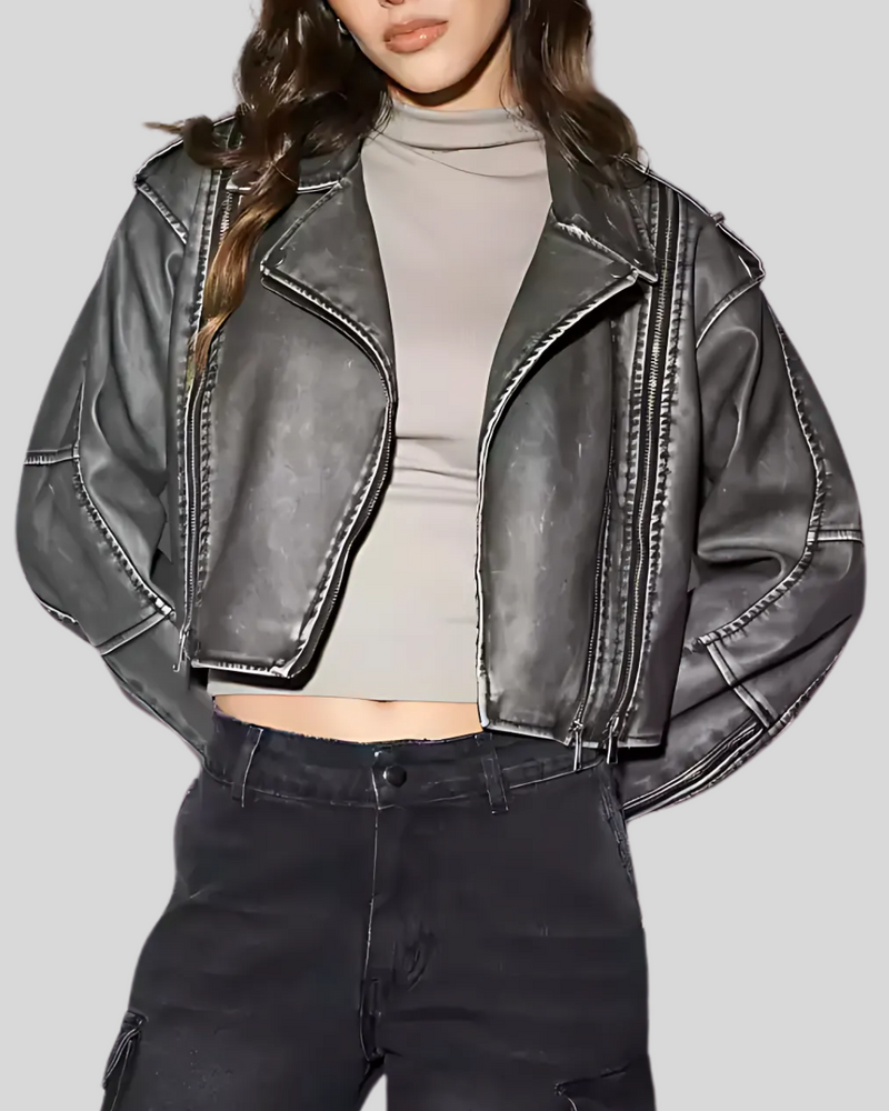 Chaqueta de Cuero Corta para Mujer®