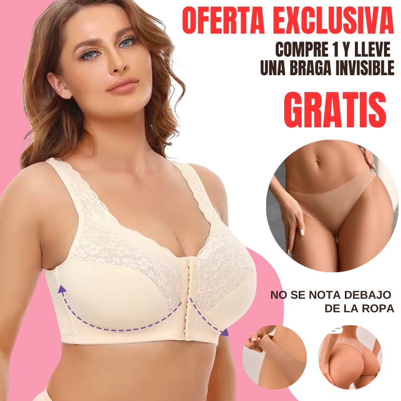 Sujetador de Encaje con Cierre Frontal + Braga GRATIS