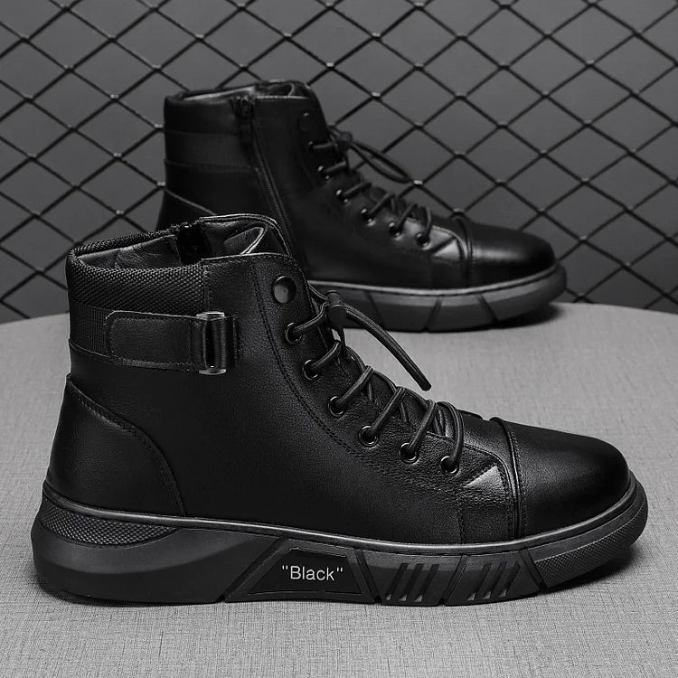 Botas de Cuero Negro para Hombres