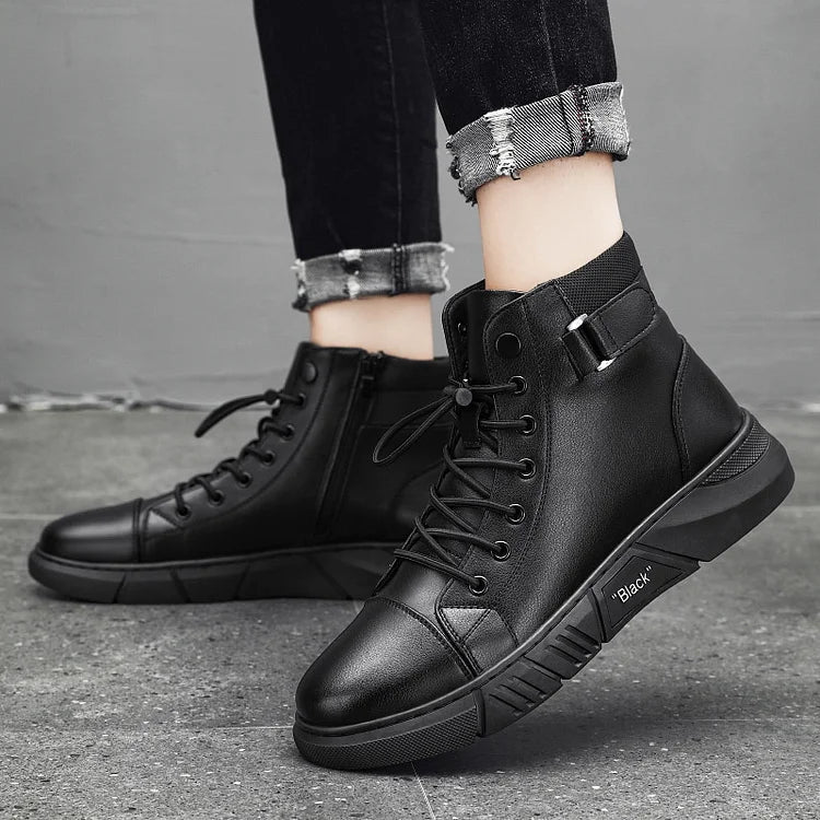 Botas de Cuero Negro para Hombres