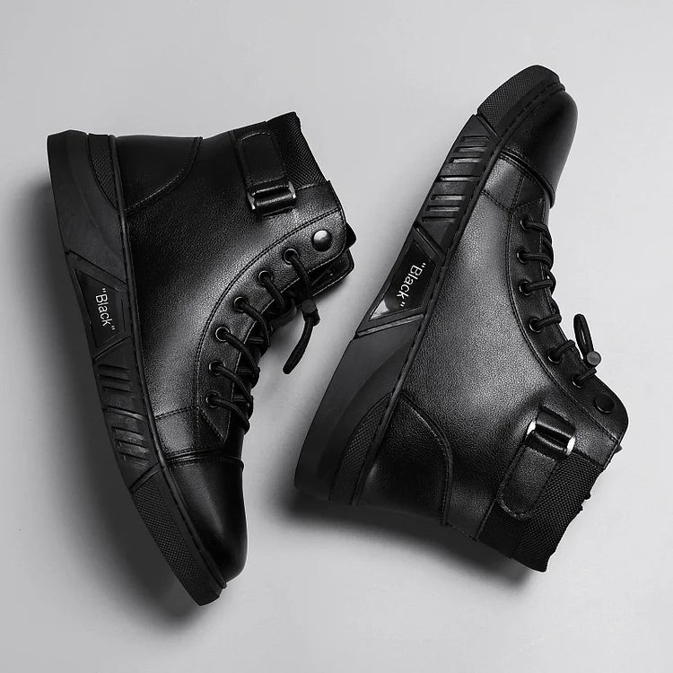 Botas de Cuero Negro para Hombres